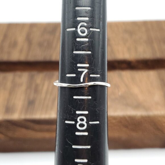 Size 7.25 925 Sterling Silver Odd Double Sided Style CZ Ring - Picture 4 of 6